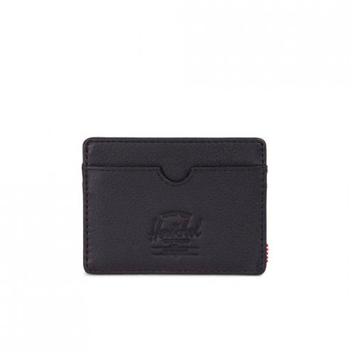 Herschel Charlie Black Pebbled Leather/RFID Card Wallet
