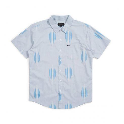 Camisa Brixton Charter Print S/S Azul claro y blanco