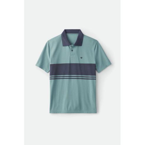 Brixton Shield Stripe Polo Crossover Knit Ocean/Washed navy
