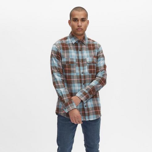 Camisa Hydroponic Mist SH Turquoise/Brown Check