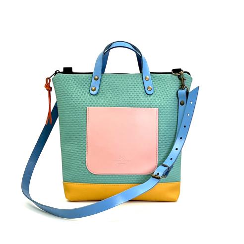 Daniel Chong Mini Square Moustard/Turquoise/Pink Shoulder bag