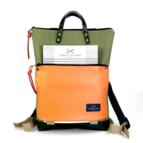Daniel Chong Book Holder Waterproof Black/Green/Orange Backpack