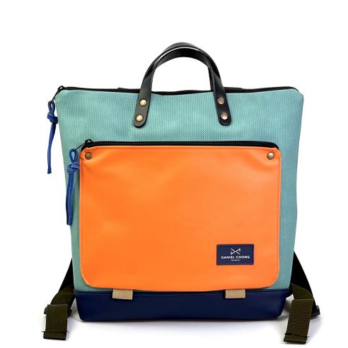 Daniel Chong Book Holder Squared Waterproof Navy/Turquoise/Orange Backpack