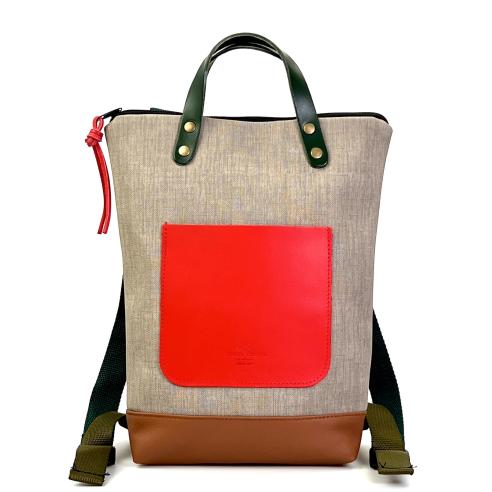 Daniel Chong Mini Waterproof Brown/Beige/Red Backpack
