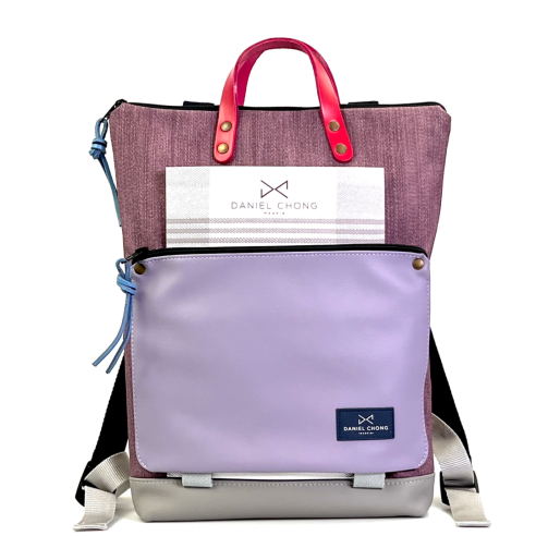 Daniel Chong Book Holder Waterproof Grey/Purple/Purple Backpack