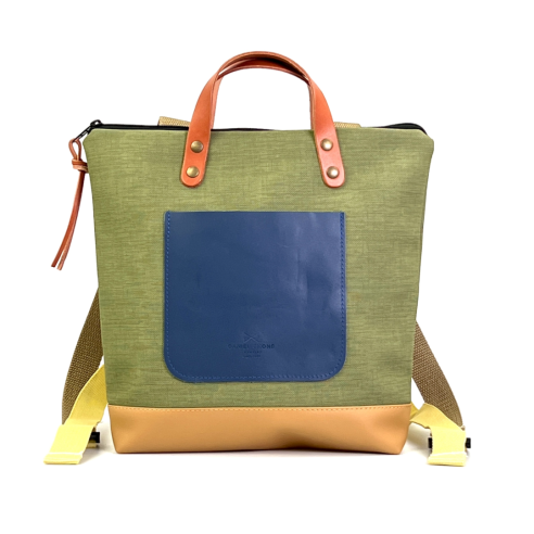 Daniel Chong Square Mini waterproof Moustard/Green/Blue Backpack