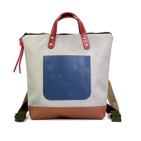 Daniel Chong Square Mini waterproof Brown/Grey/Blue Backpack