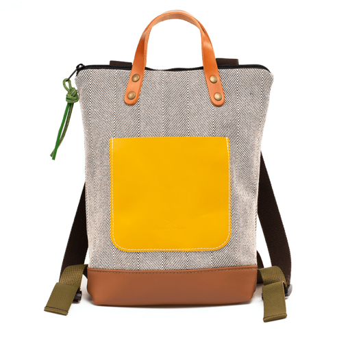 Daniel Chong Mini Brown/Pattern/Yellow Backpack