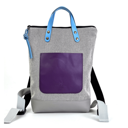 Daniel Chong Mini Grey/Pattern/Purple Backpack