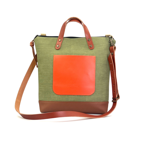 Daniel Chong Square waterproof Brown/Green/Orange Shoulder bag