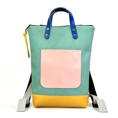 Daniel Chong Mini Waterproof Moustard/Turquoise/Pink Backpack