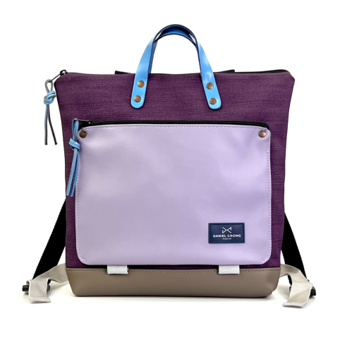 Daniel Chong Book Holder Squared Waterproof Beige/Purple/Purple Backpack