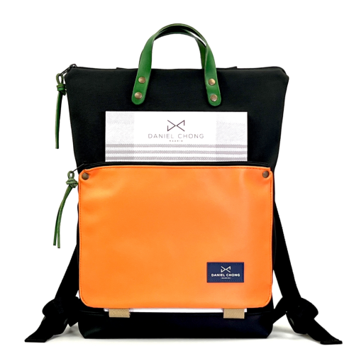 Daniel Chong Book Holder Waterproof Black/Black/Orange Backpack