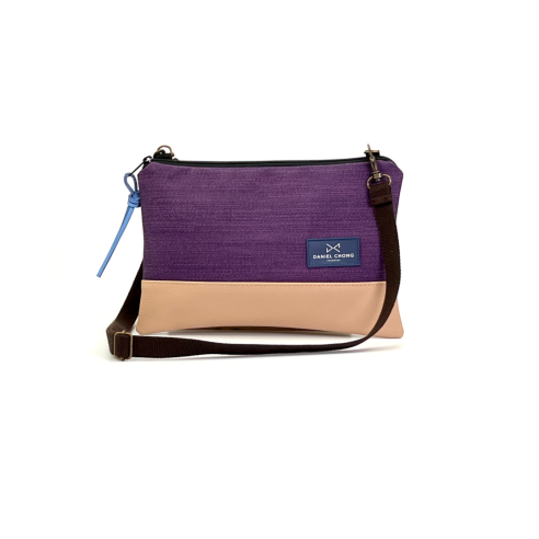 Daniel Chong Mini Waterproof Beige/Purple Shoulder bag