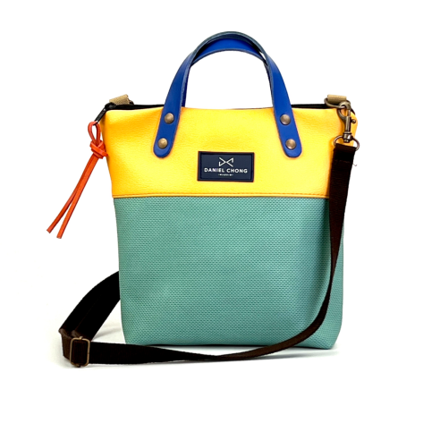 Daniel Chong Mini Square with handles Turquoise/Yellow Shoulder bag