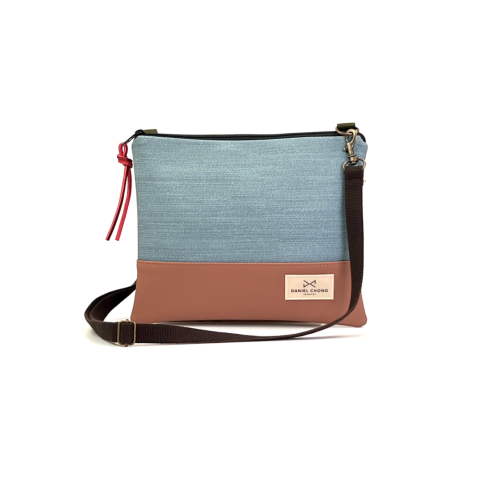 Daniel Chong Mini Squared Waterproof Brown/Turquoise Shoulder bag
