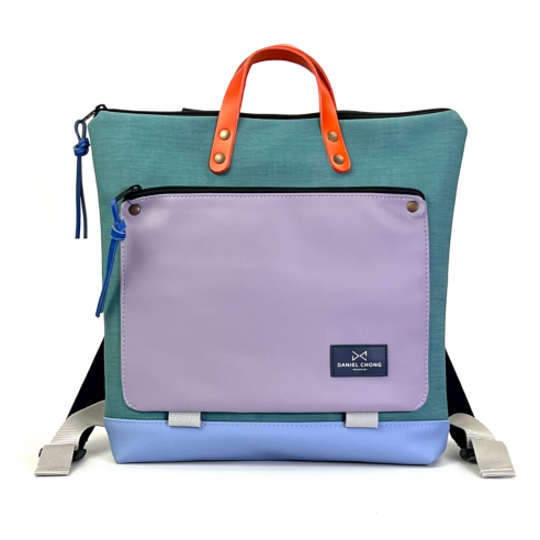 Daniel Chong Book Holder Squared Waterproof Blue/Turquoise/Purple Backpack