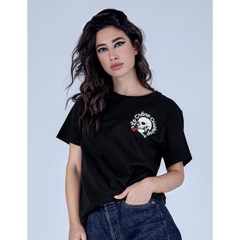 Le Crane Skull And Roses Black T-shirt