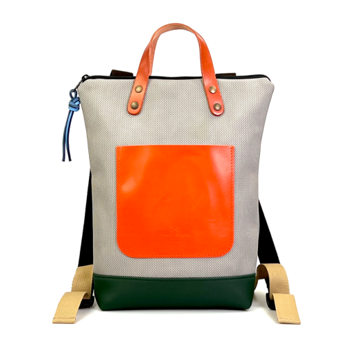 Daniel Chong Mini Waterproof Green/Grey/Orange Backpack