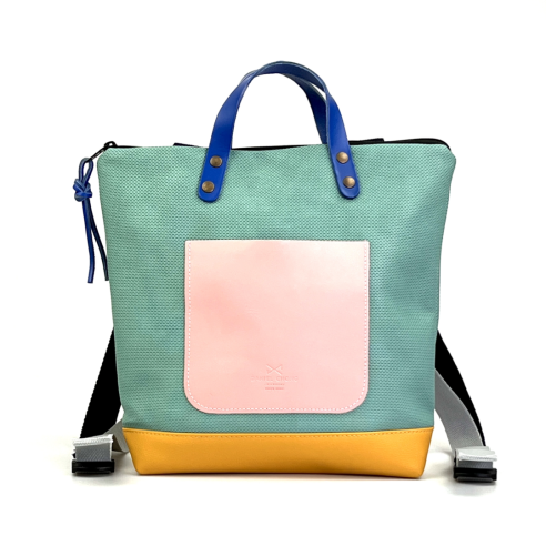 Daniel Chong Square Mini waterproof Yellow/Turquoise/Pink Backpack