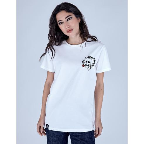 Le Crane Skull And Roses White T-shirt