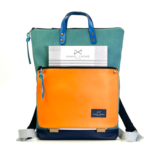 Daniel Chong Book Holder Waterproof DZ Navy/Turquoise/Orange Backpack