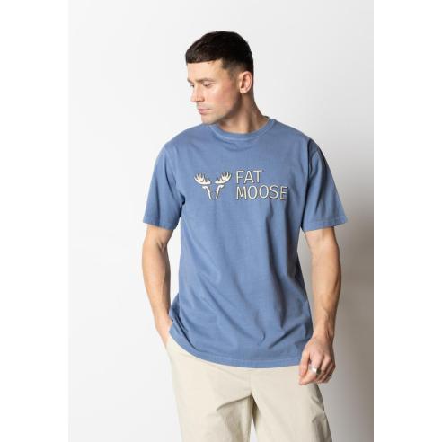 Fat Moose Logo Dusty Blue T-Shirt