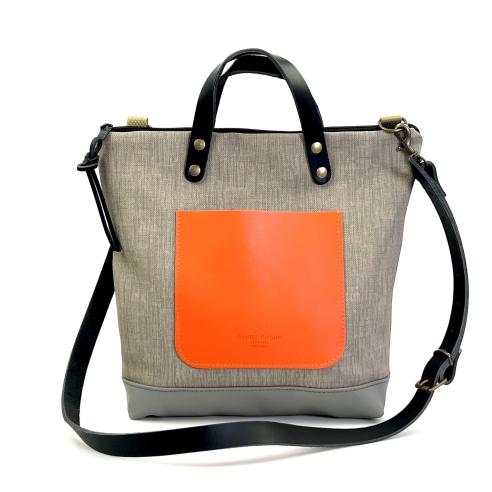 Daniel Chong Square Waterproof Grey and orange Shoulder bag